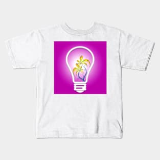 A digital flower inside a bulb. Kids T-Shirt